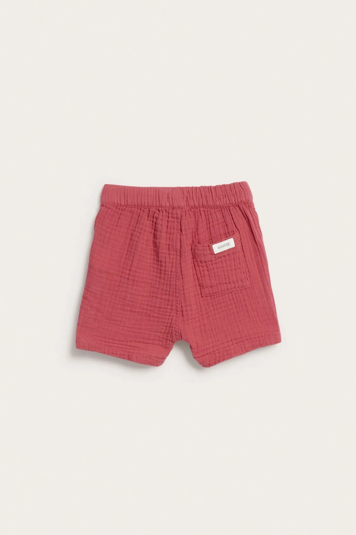 Baby red muslin shorts