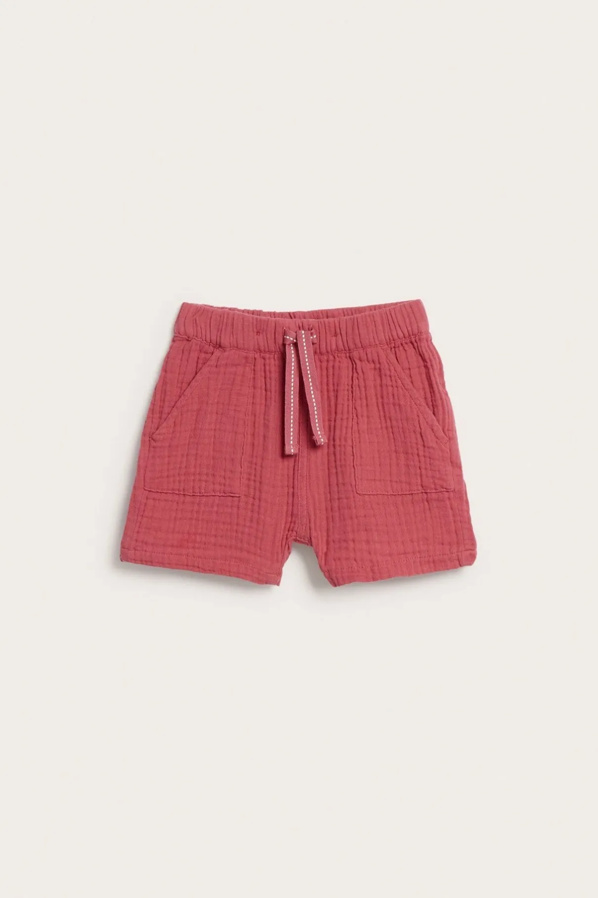 Baby red muslin shorts