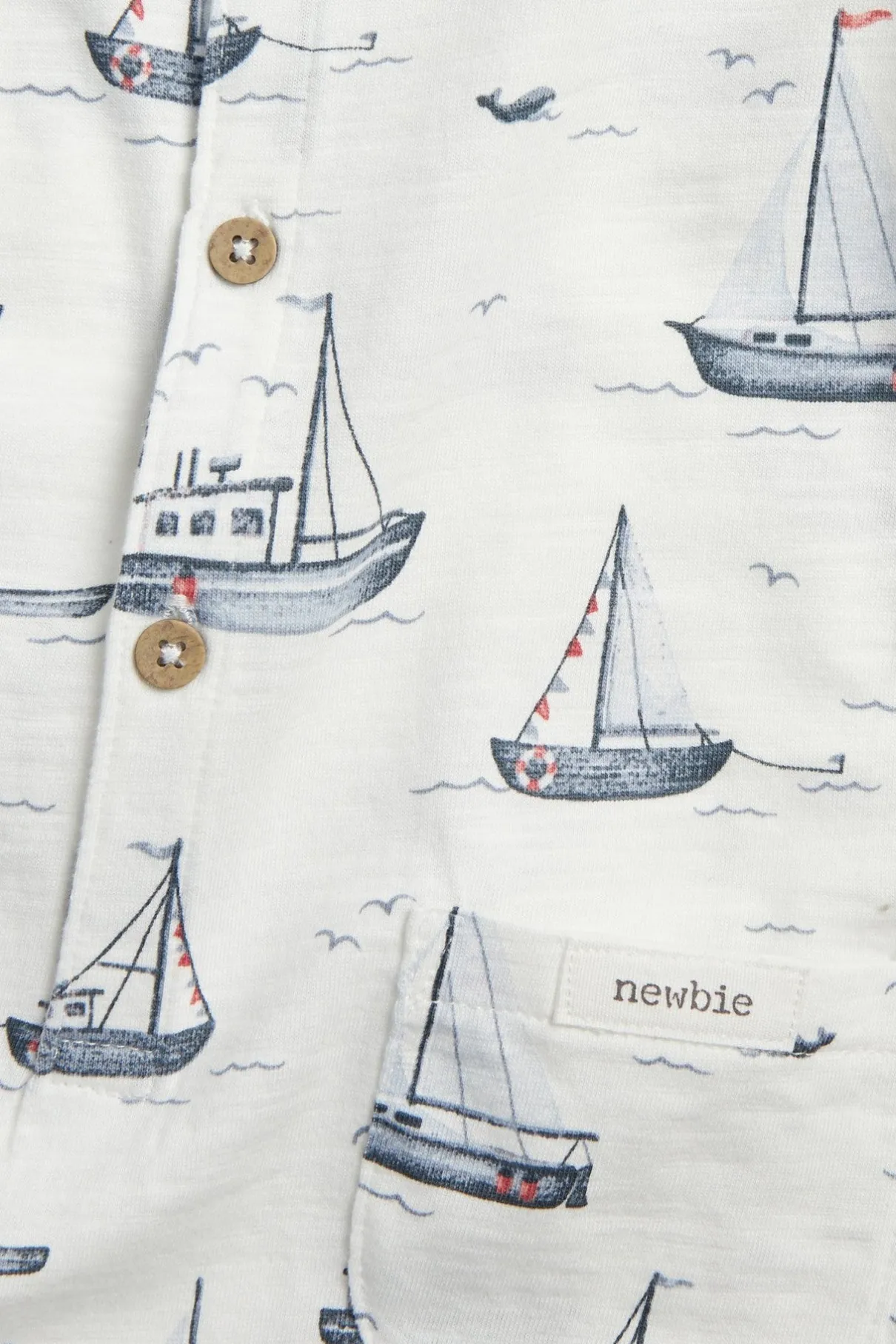 Baby sailing-themed romper in slub tricot