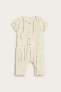Baby short-sleeved jumpsuit with sailboats