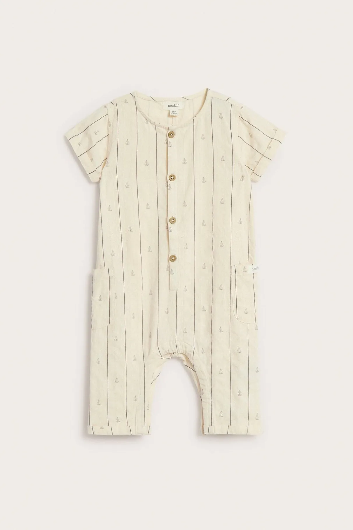 Baby short-sleeved jumpsuit with sailboats