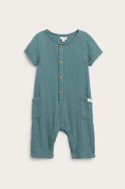 Baby short sleeve muslin romper