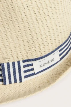 Baby straw hat with striped brim