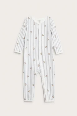 Baby striped teddy bear sleepsuit