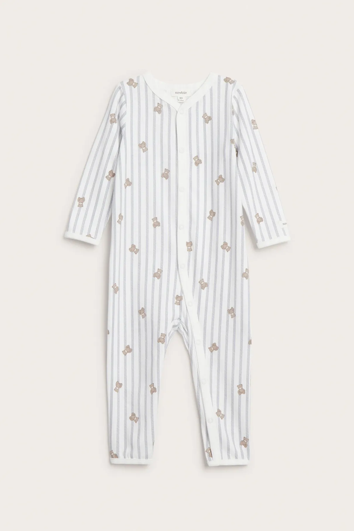 Baby striped teddy bear sleepsuit