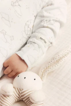 Baby white animal 2-way zip sleepsuit