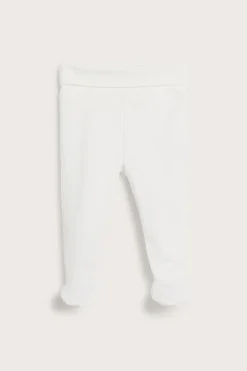 Baby white basic leggings with feet
