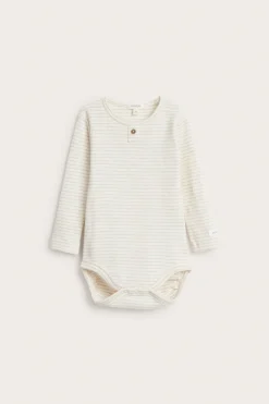 Baby white/beige striped bodysuit
