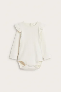 Baby white bodysuit with ruffles