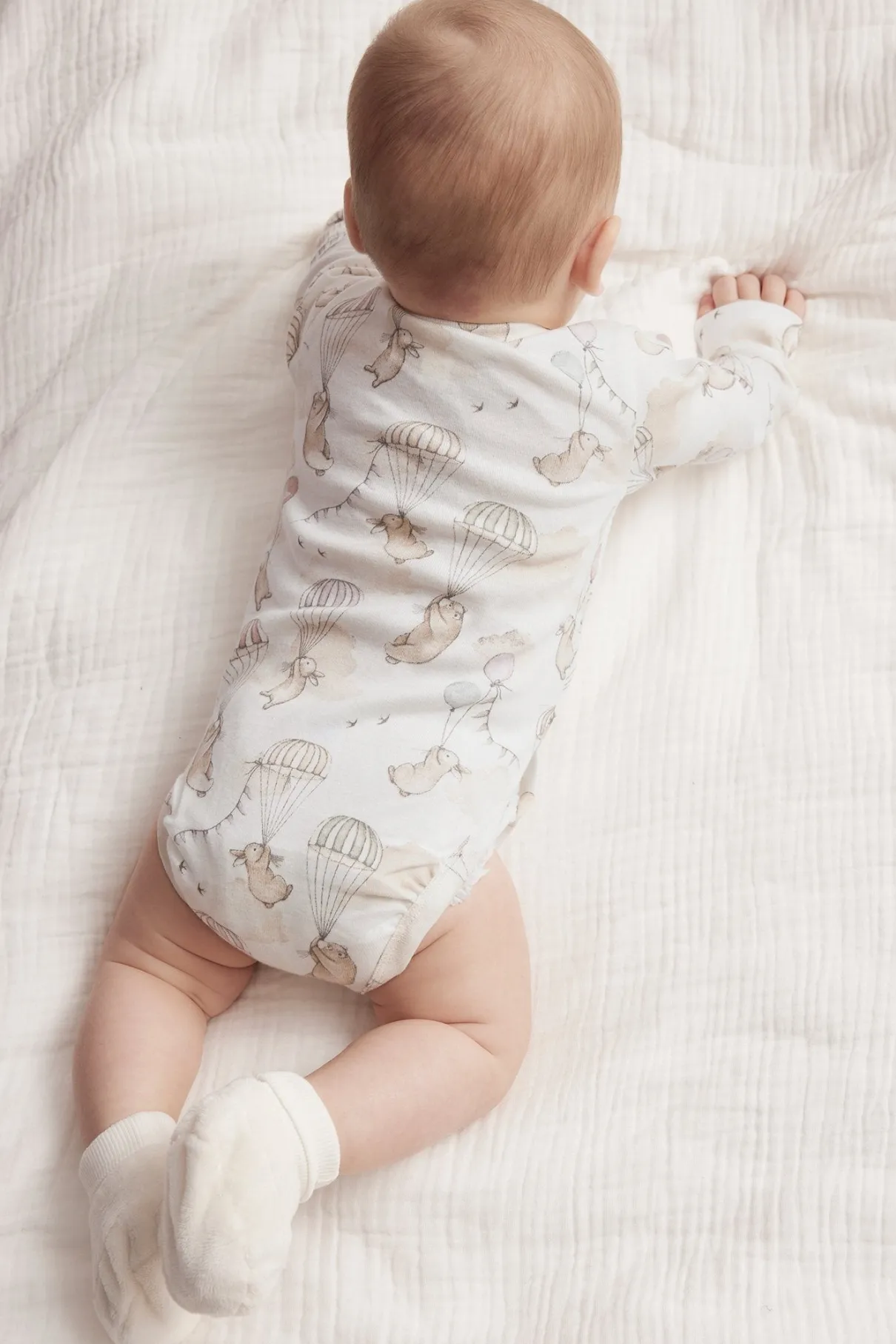 Baby white bunny balloon bodysuit
