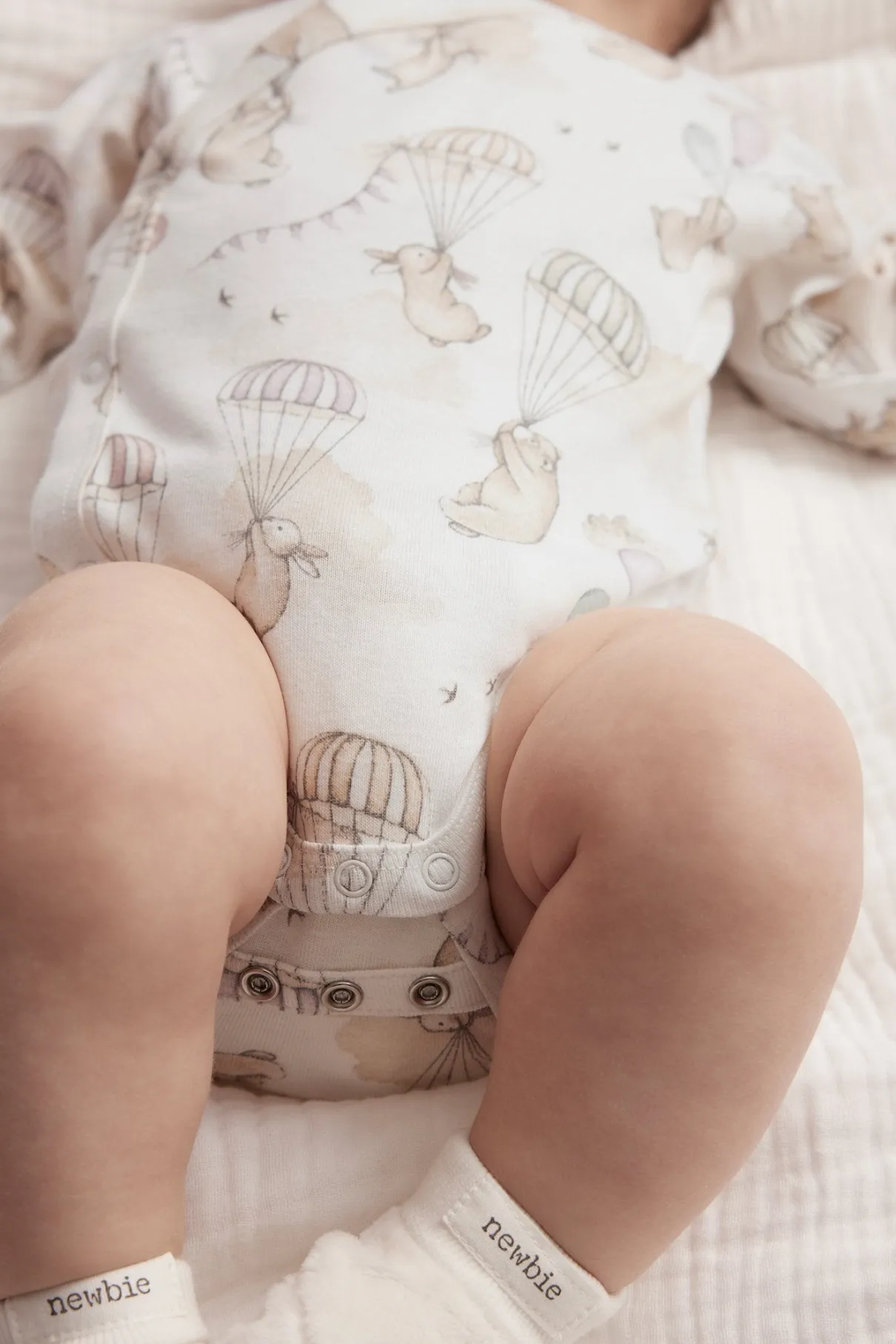 Baby white bunny balloon bodysuit
