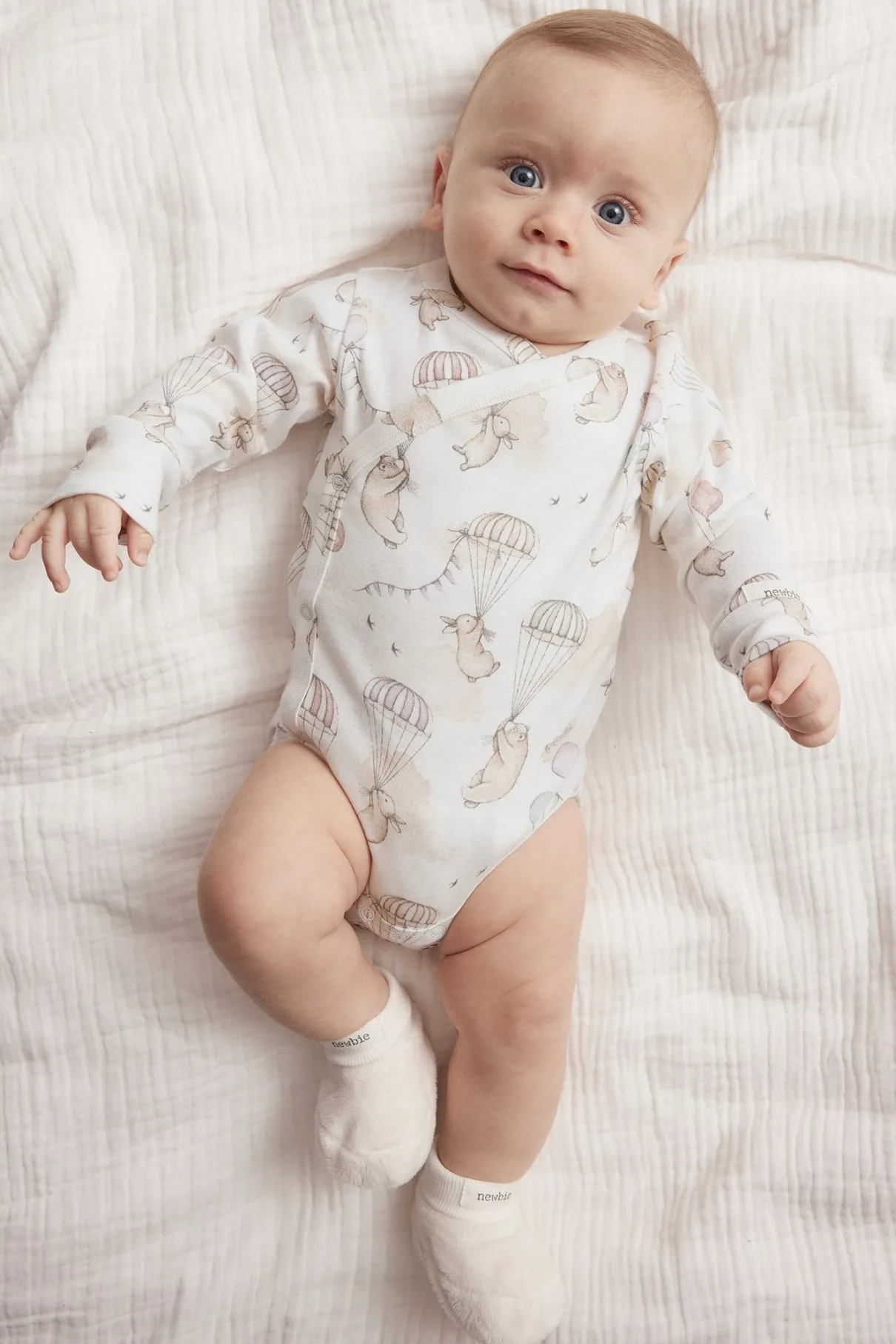 Baby white bunny balloon bodysuit