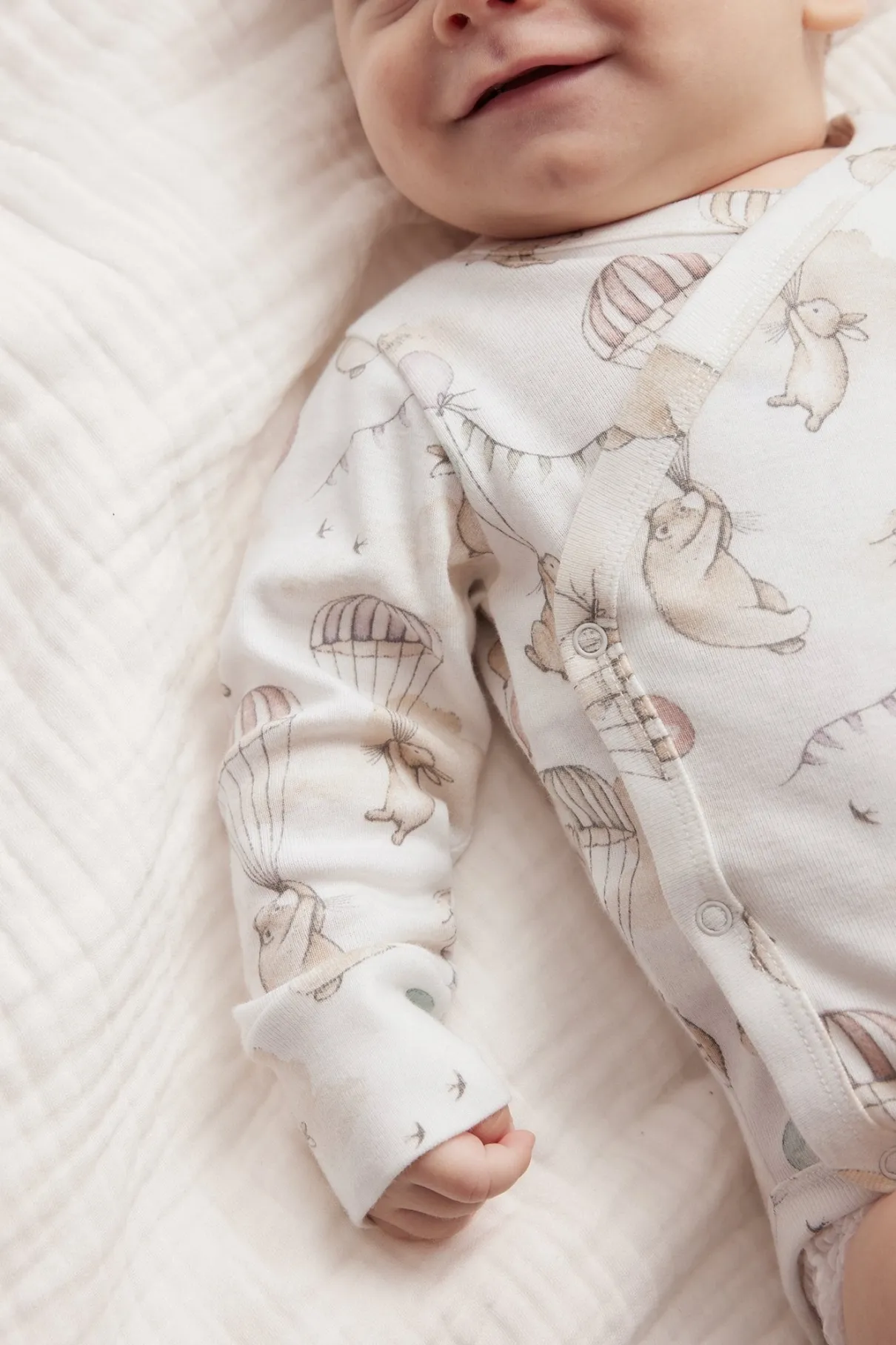 Baby white bunny balloon bodysuit