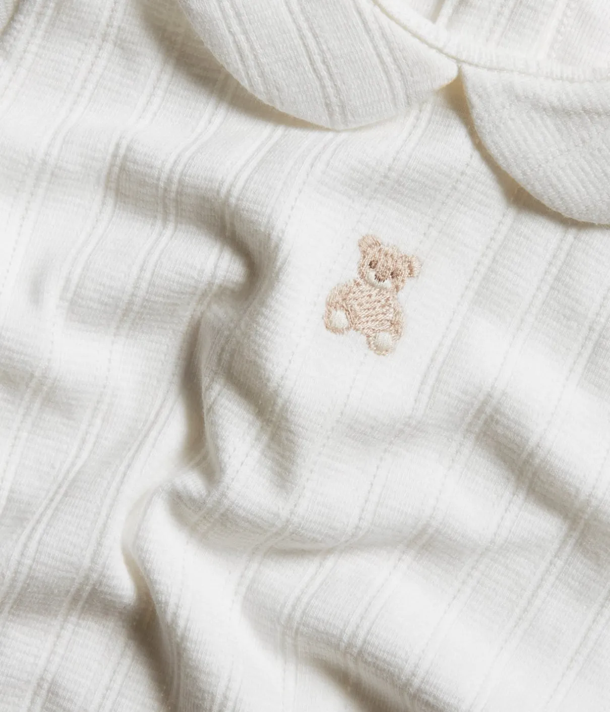 Baby white collar teddy embroidery bodysuit