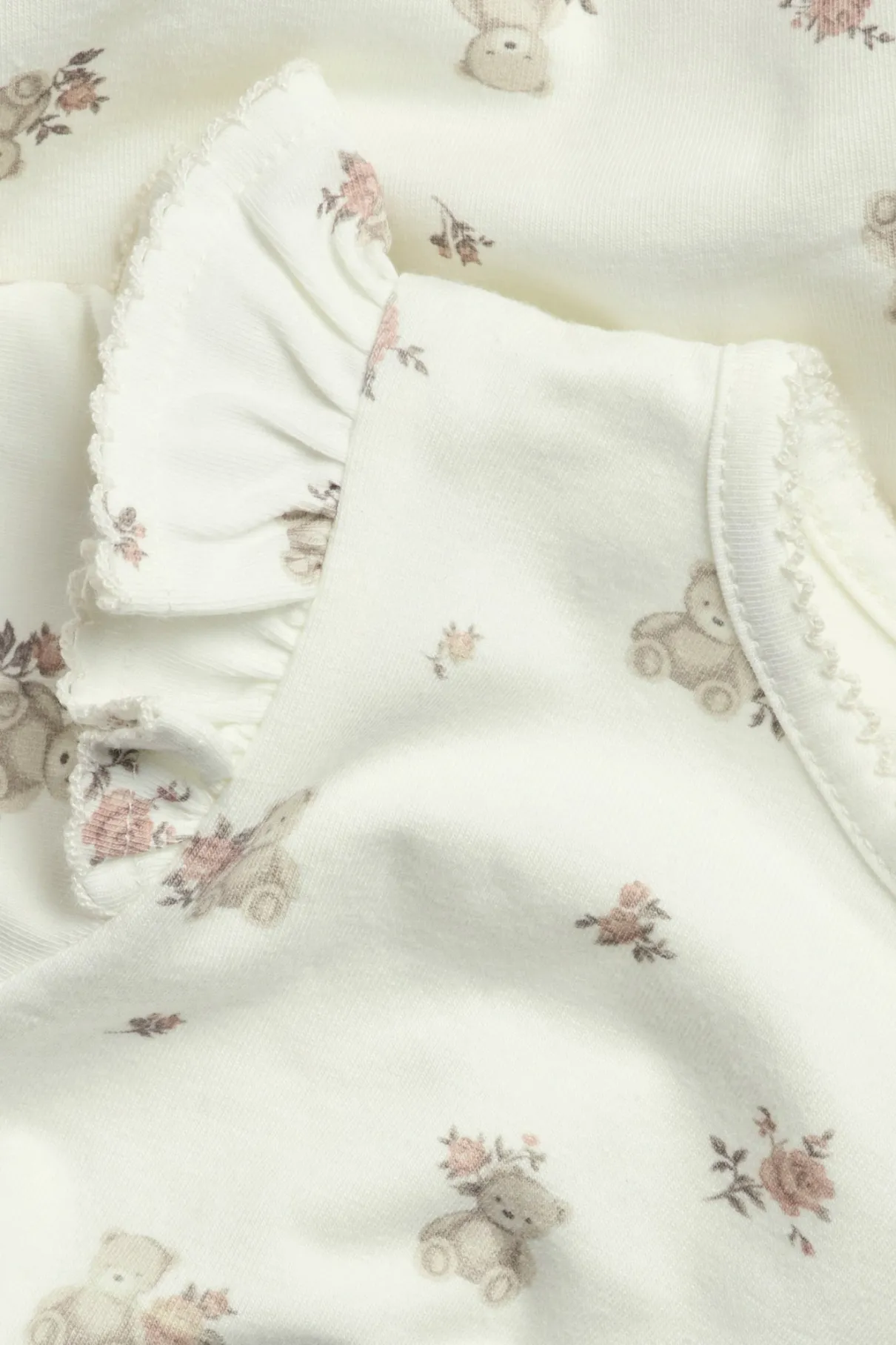 Baby white floral bear bodysuit