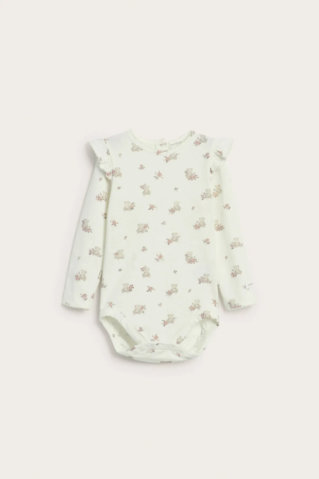Baby white floral bear bodysuit