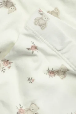 Baby white floral bear leggings