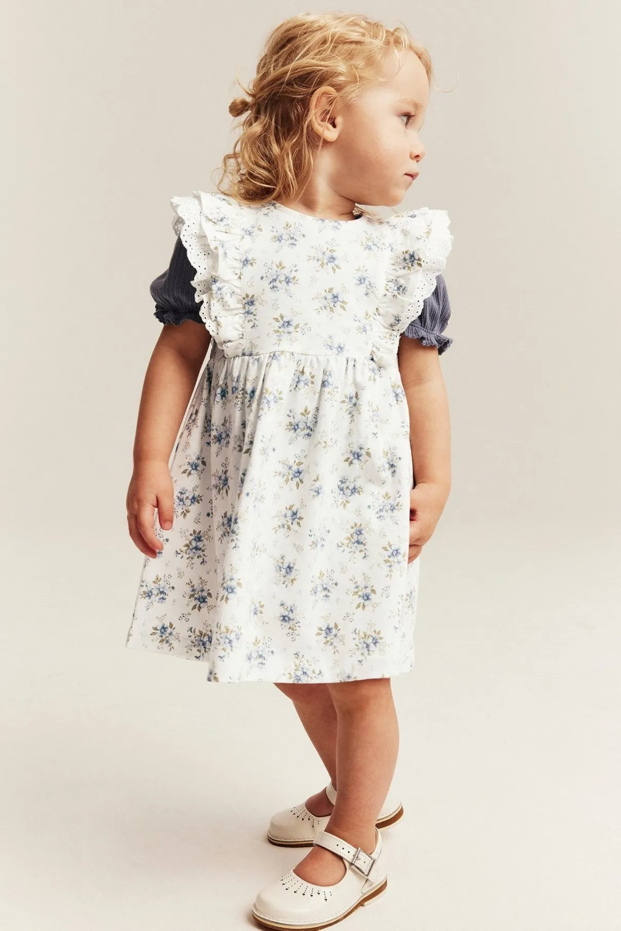 Baby white floral dress with lace