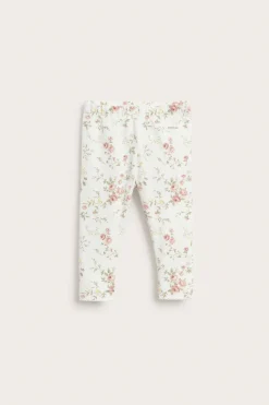 Baby white floral leggings with ruffles