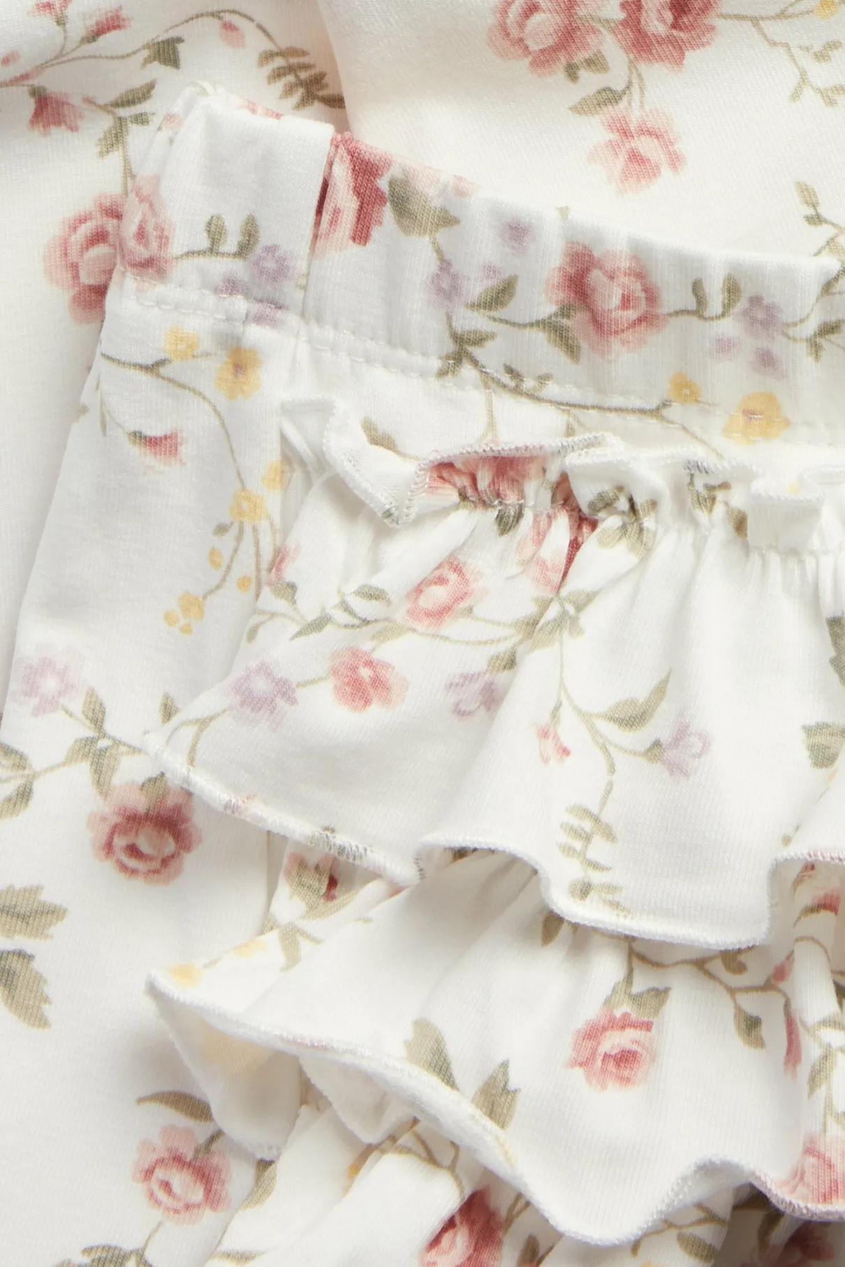 Baby white floral leggings with ruffles