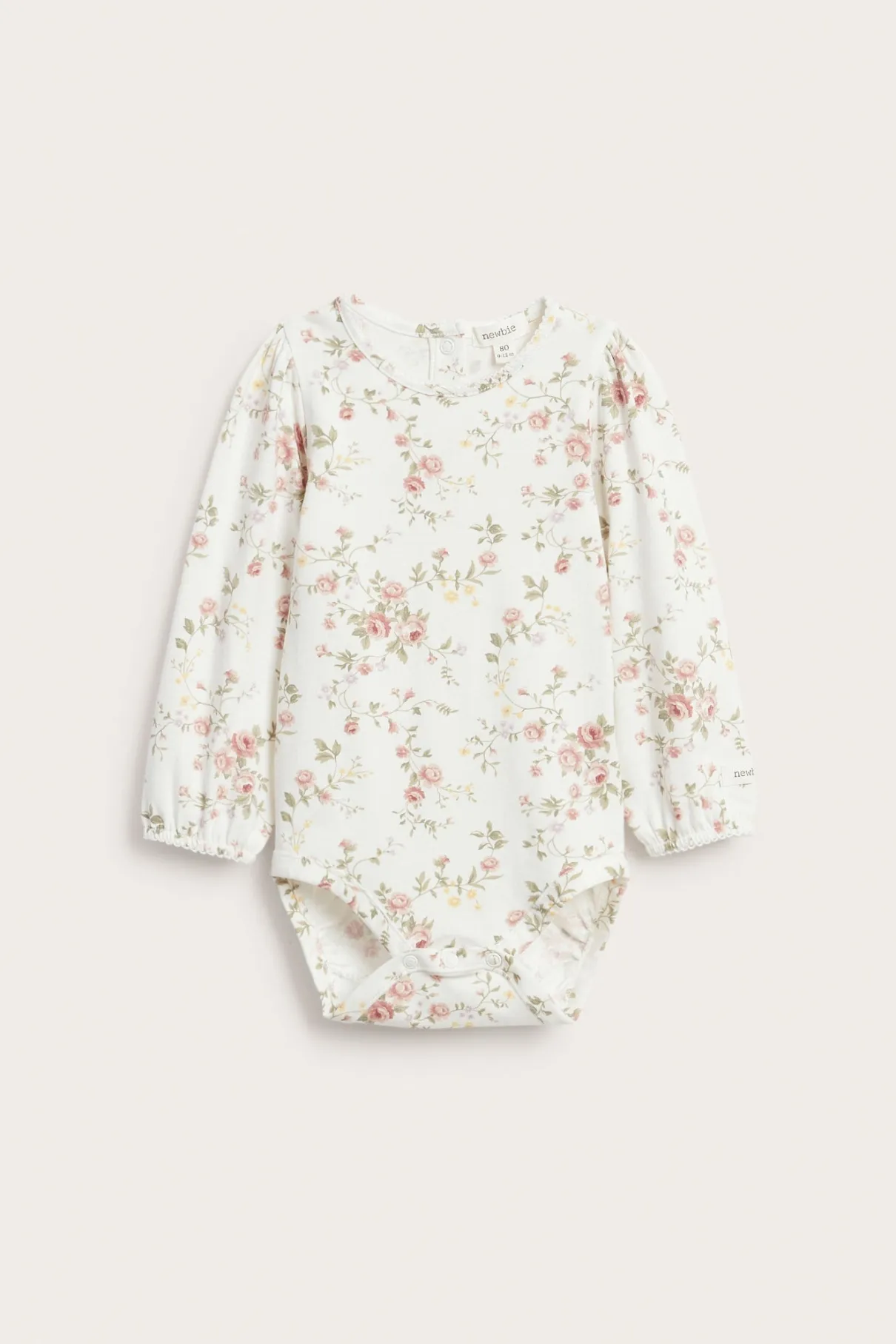 Baby white floral long-sleeve bodysuit
