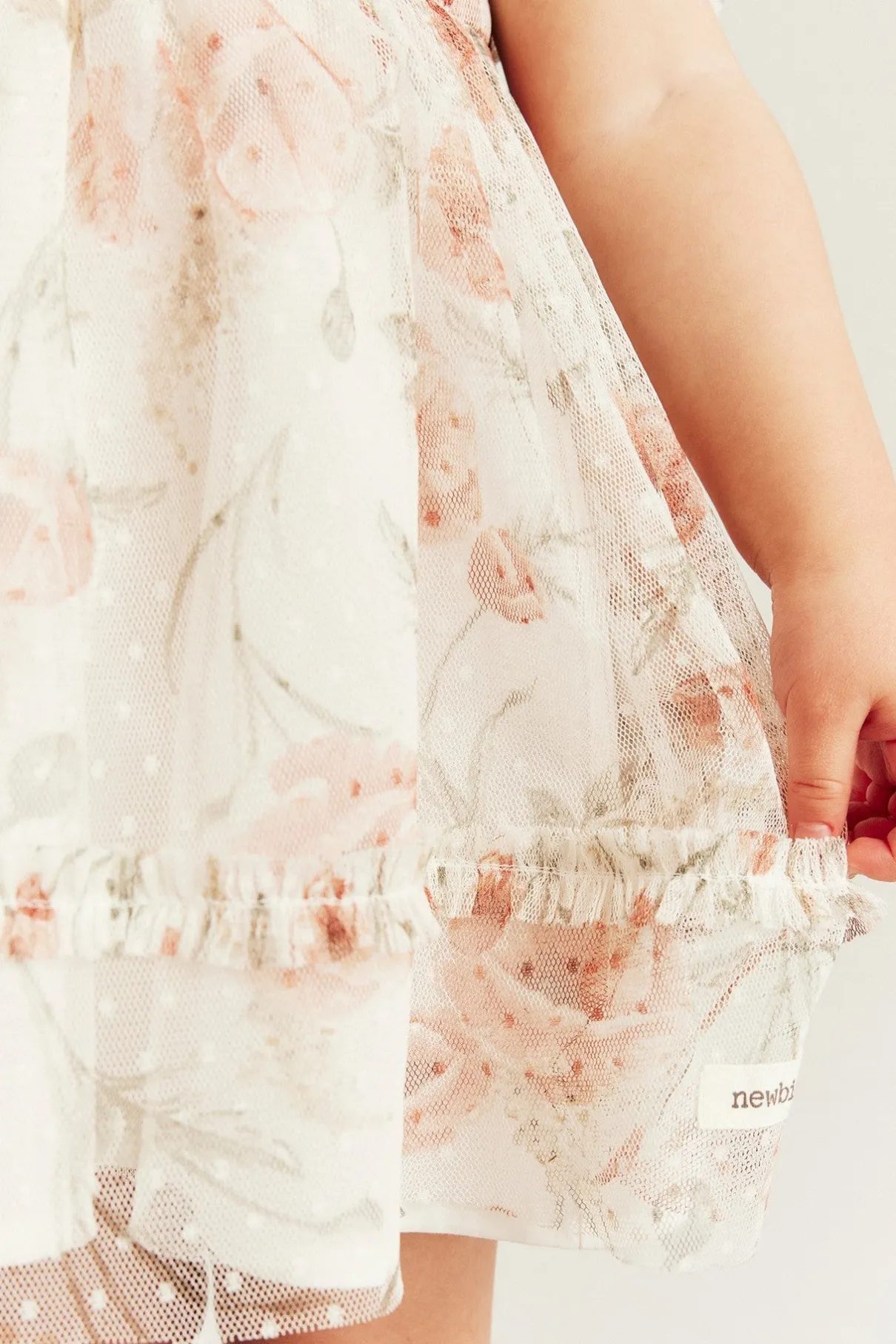 Baby white floral mesh dress