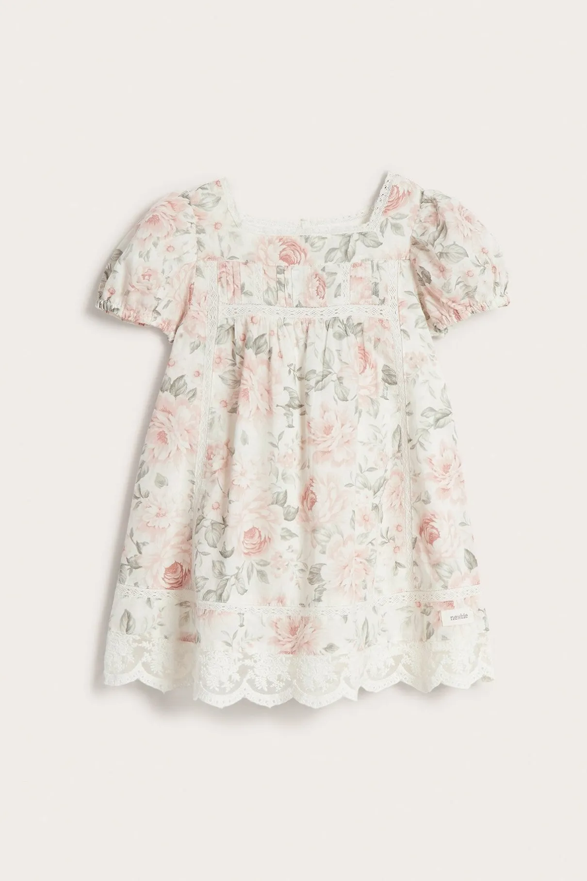 Baby white floral short sleeve dress