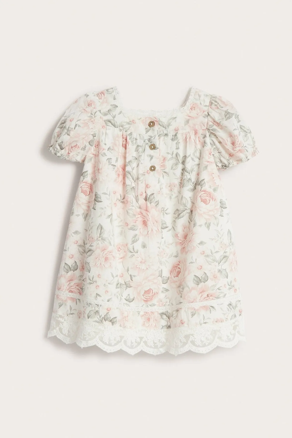 Baby white floral short sleeve dress