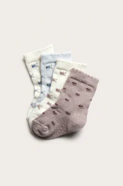 Baby white floral socks 4-Pack