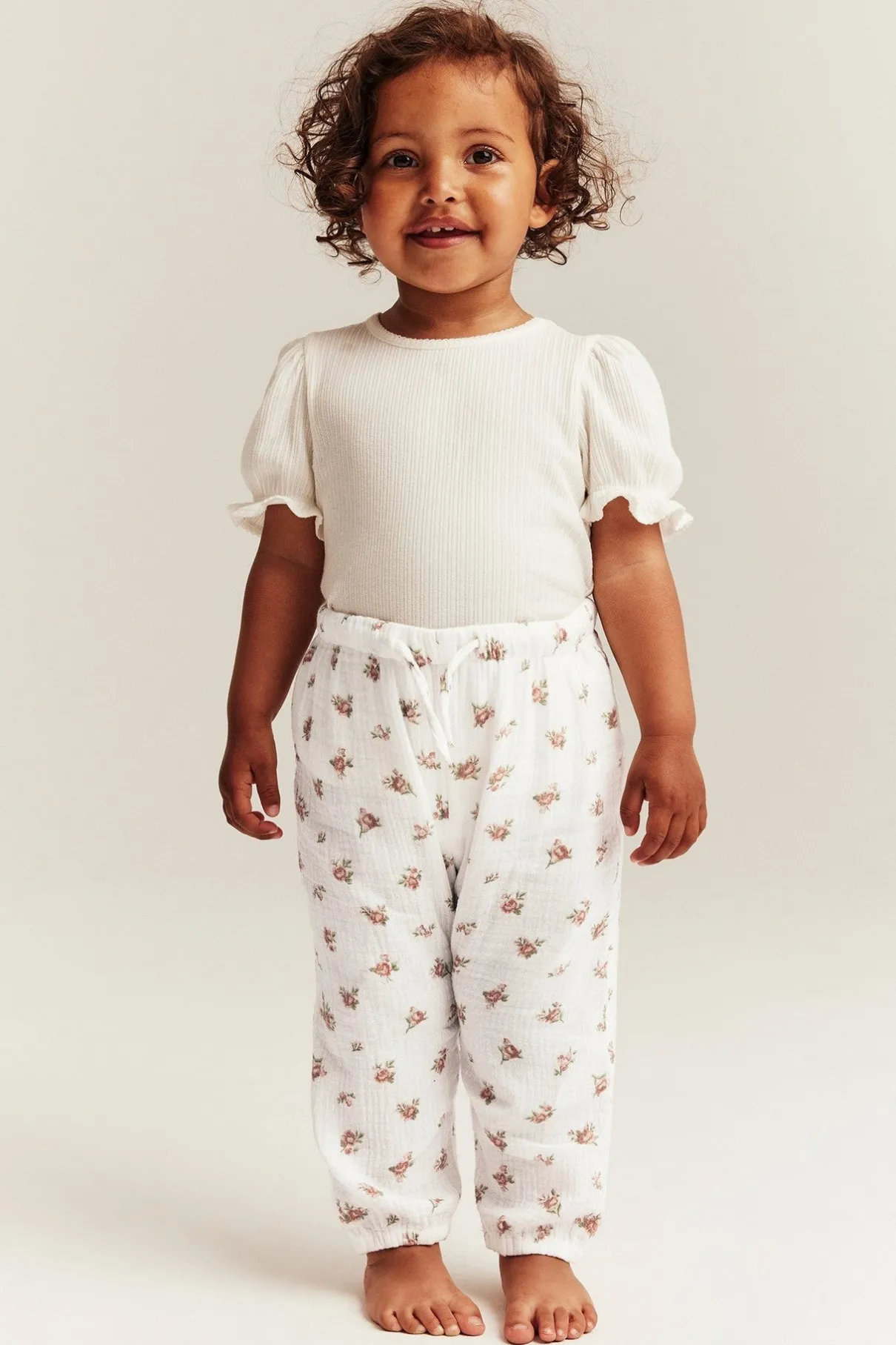 Baby white floral trousers