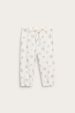 Baby white floral woven trousers