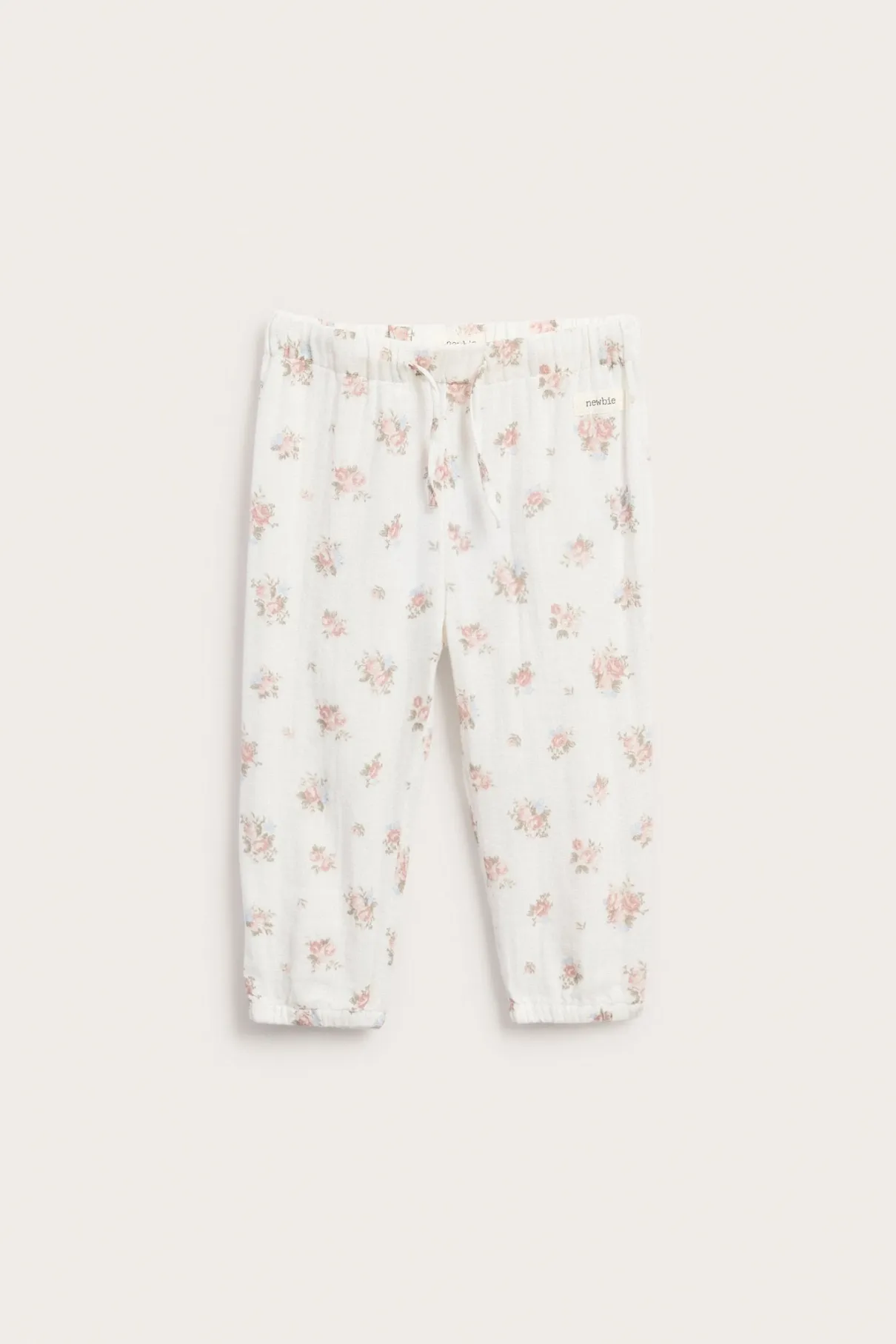 Baby white floral woven trousers