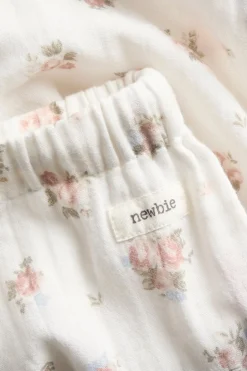Baby white floral woven trousers
