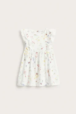 Baby white jersey dress with frill