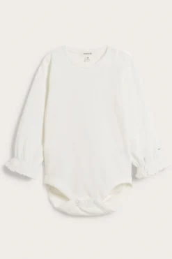 Baby white lace-cuff bodysuit