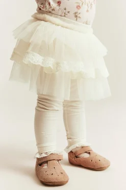 Baby white leggings with tulle skirt