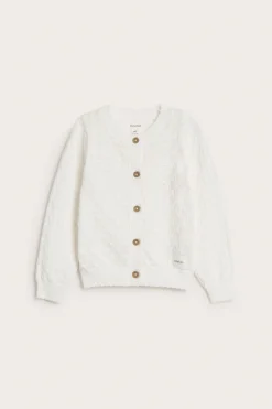 Baby white pattern‑knitted cardigan