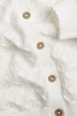 Baby white pattern‑knitted cardigan