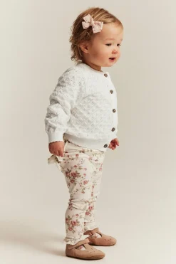 Baby white pattern‑knitted cardigan
