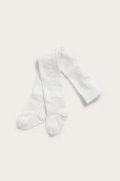 Baby white pattern-knit tights