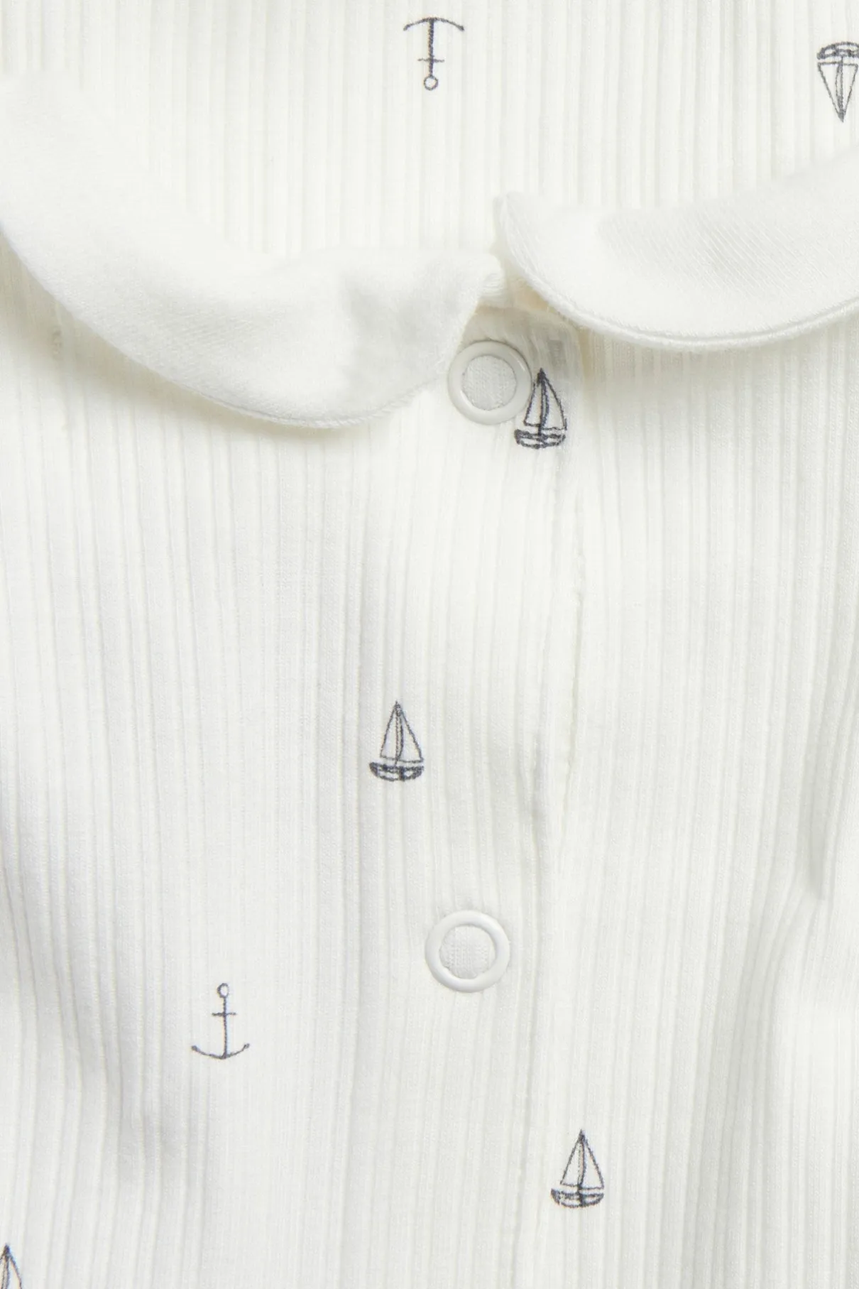 Baby white ribbed bodysuit with sailboats