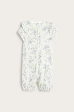 Baby white short sleeve floral pyjamas