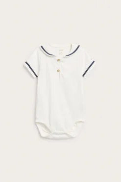 Baby white short sleeve sailor bodysuit