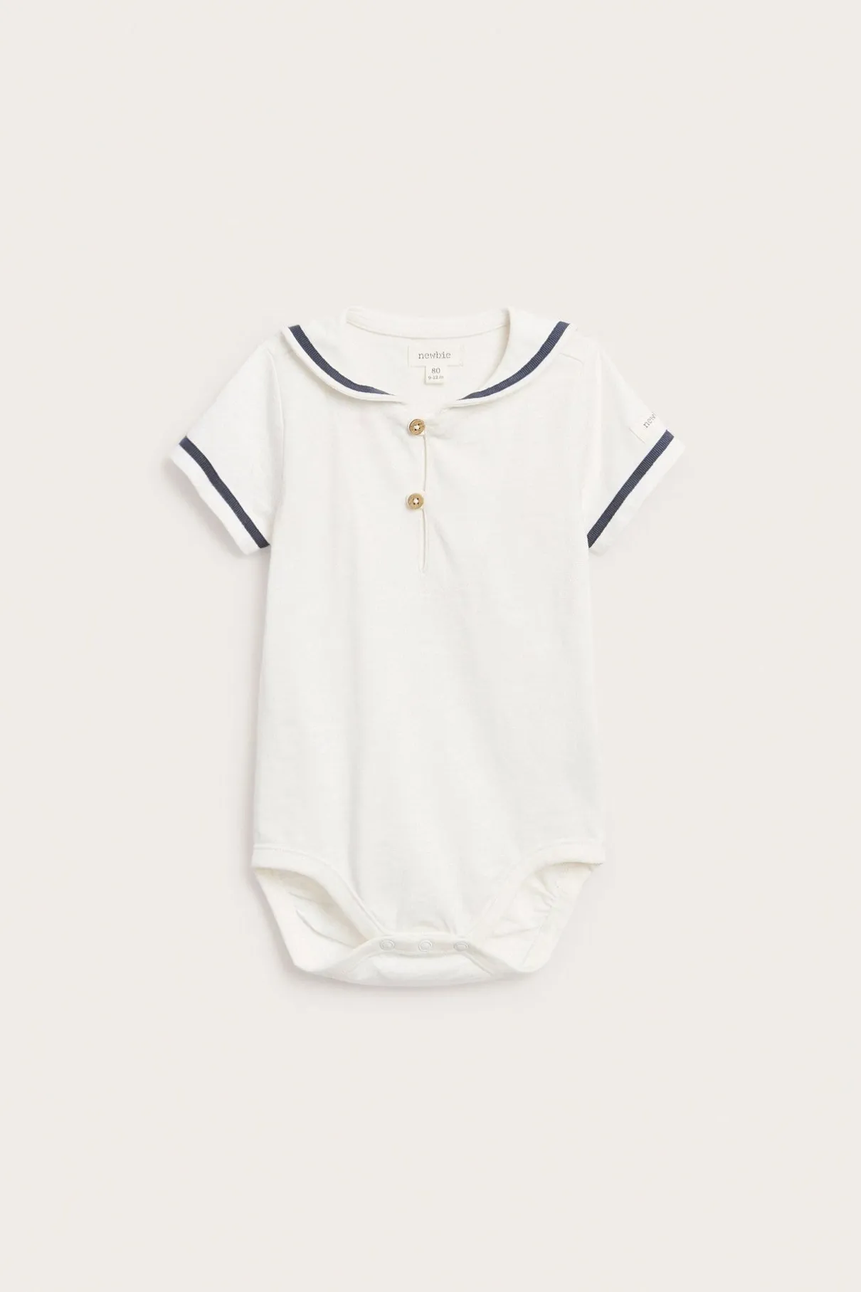 Baby white short sleeve sailor bodysuit