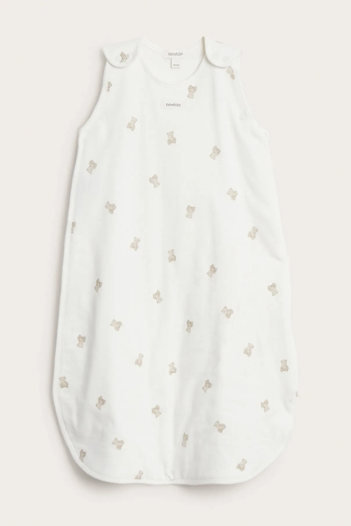 Baby white sleeping bag with bear print