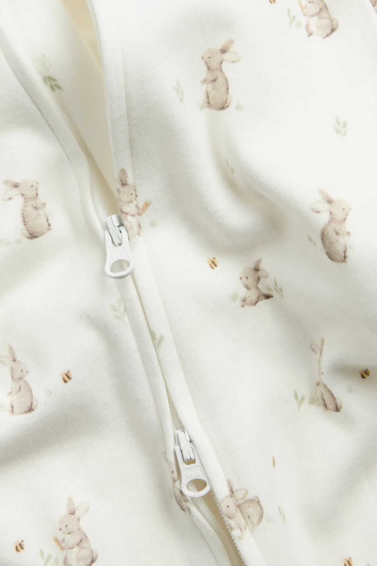 Baby white sleepsuit with bunny print