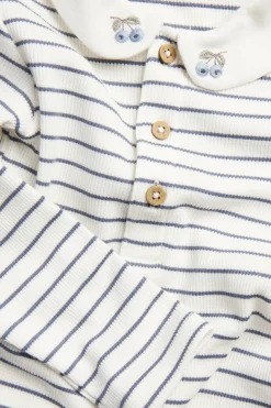 Baby white striped bodysuit with collar