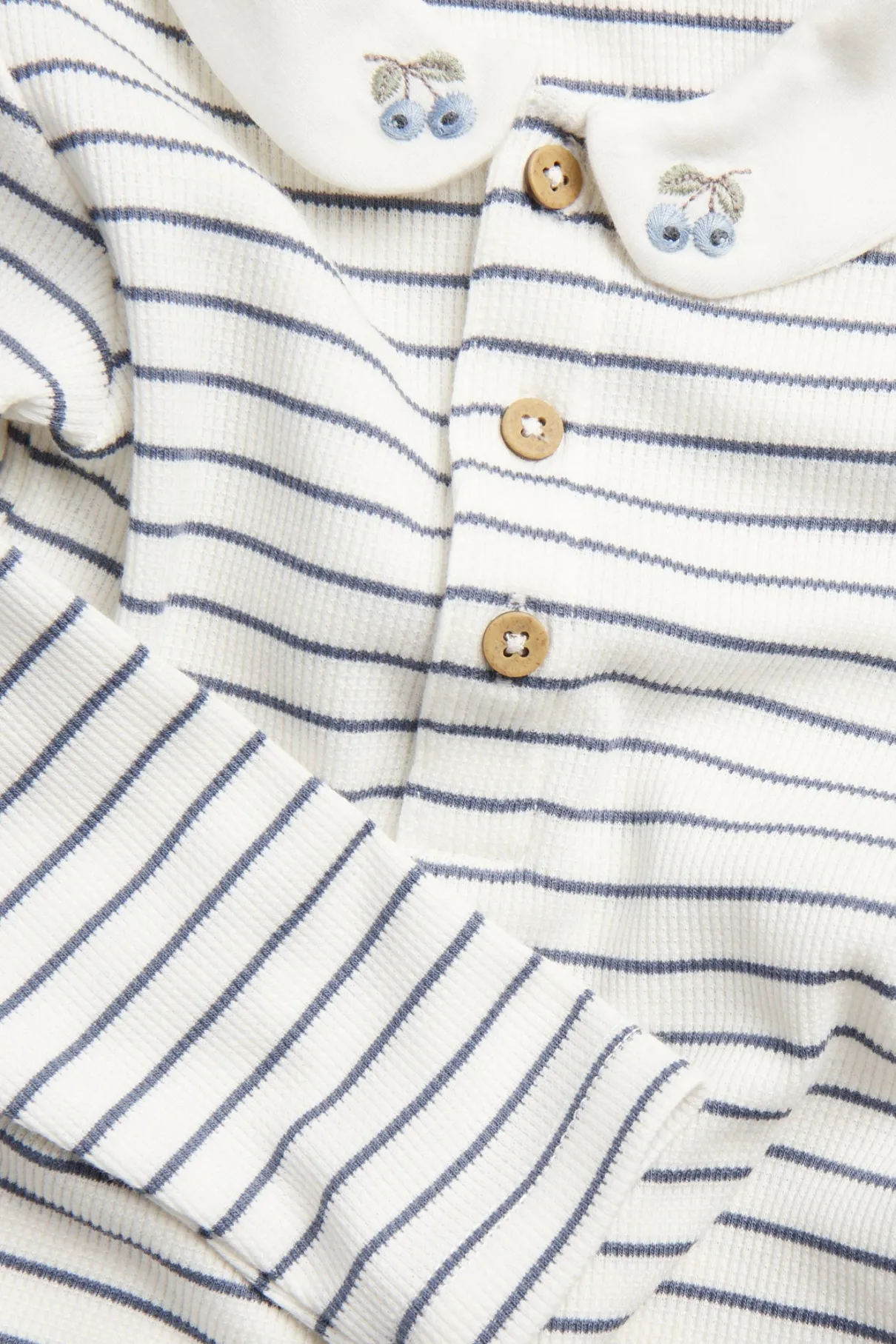 Baby white striped bodysuit with collar