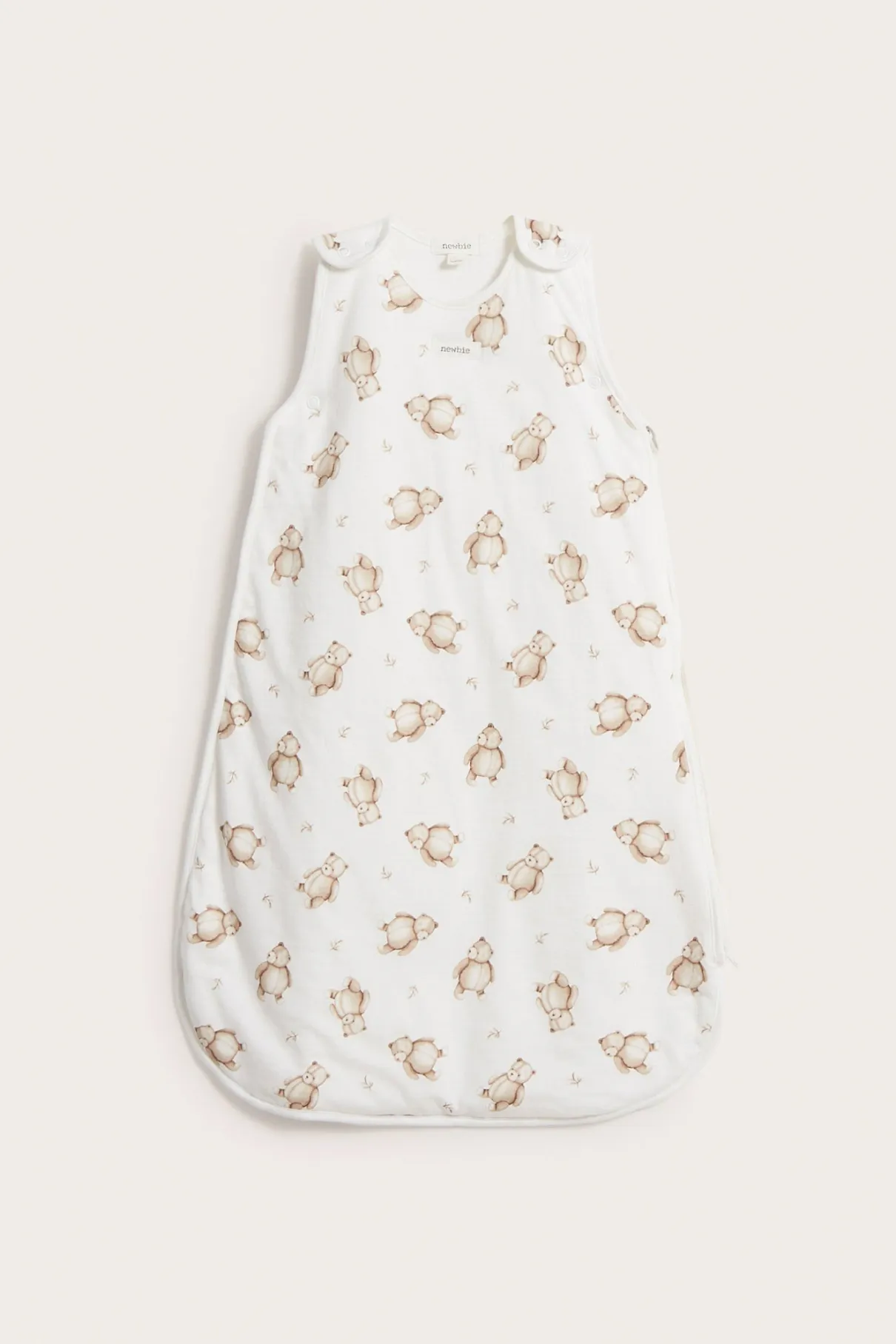Baby white teddy bear patterned sleeping bag