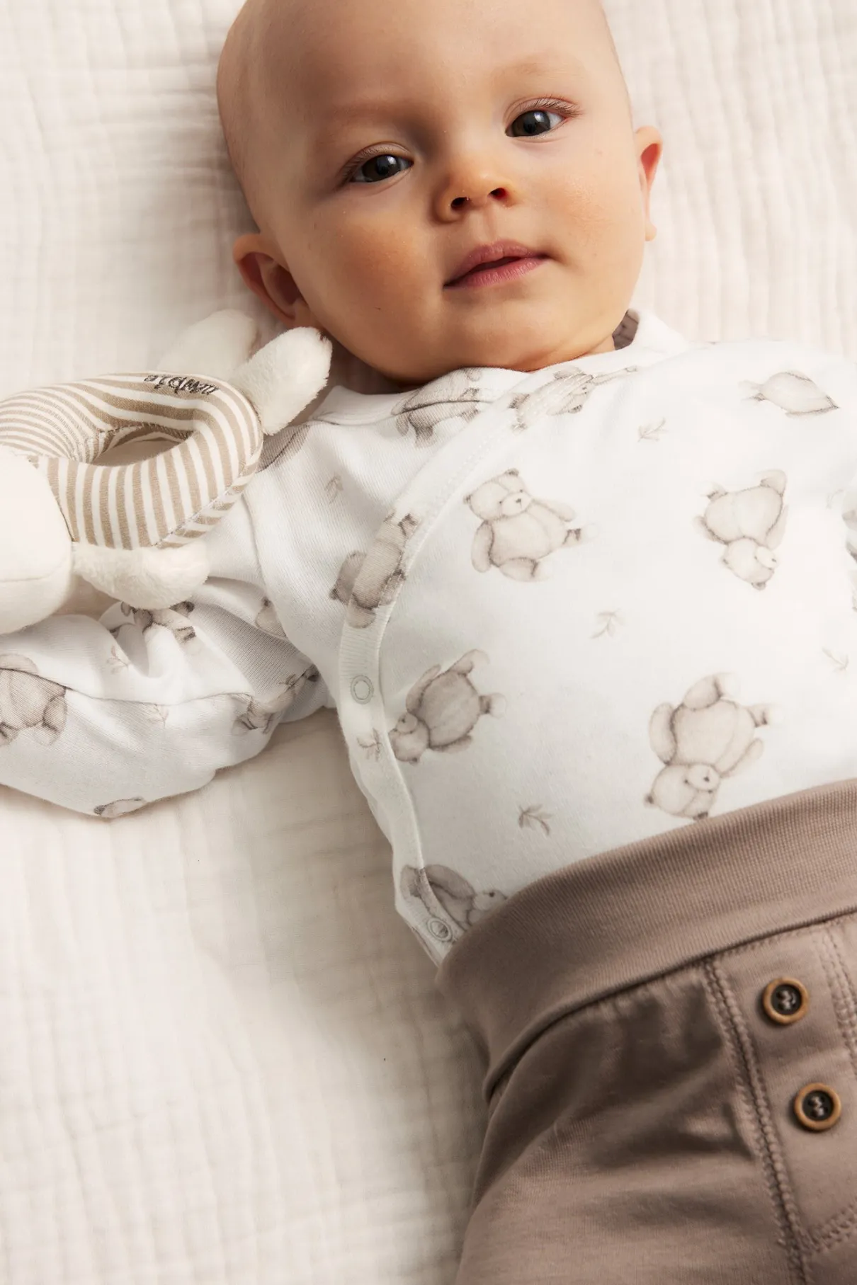 Baby white teddy bodysuit